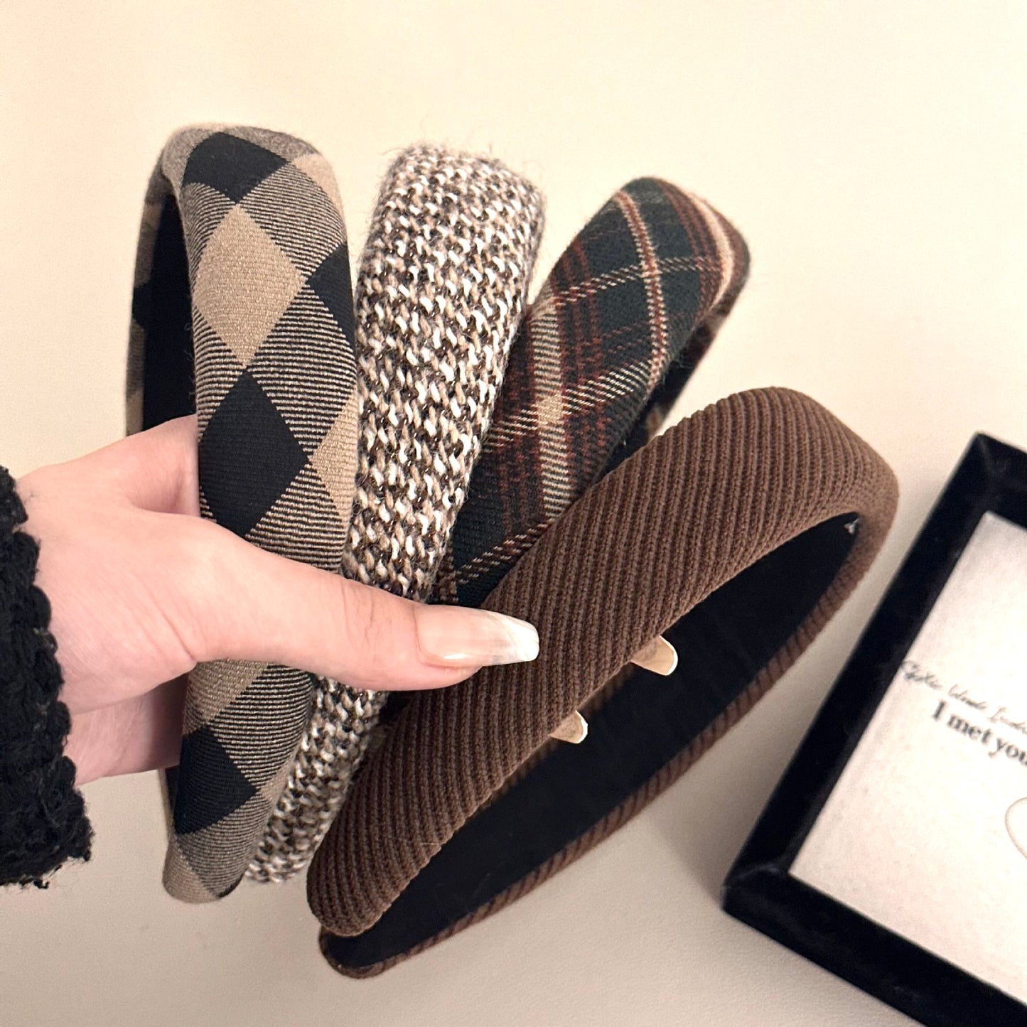 Vintage Plaid Headband - Wide Knit Hairband (Fall Collection)