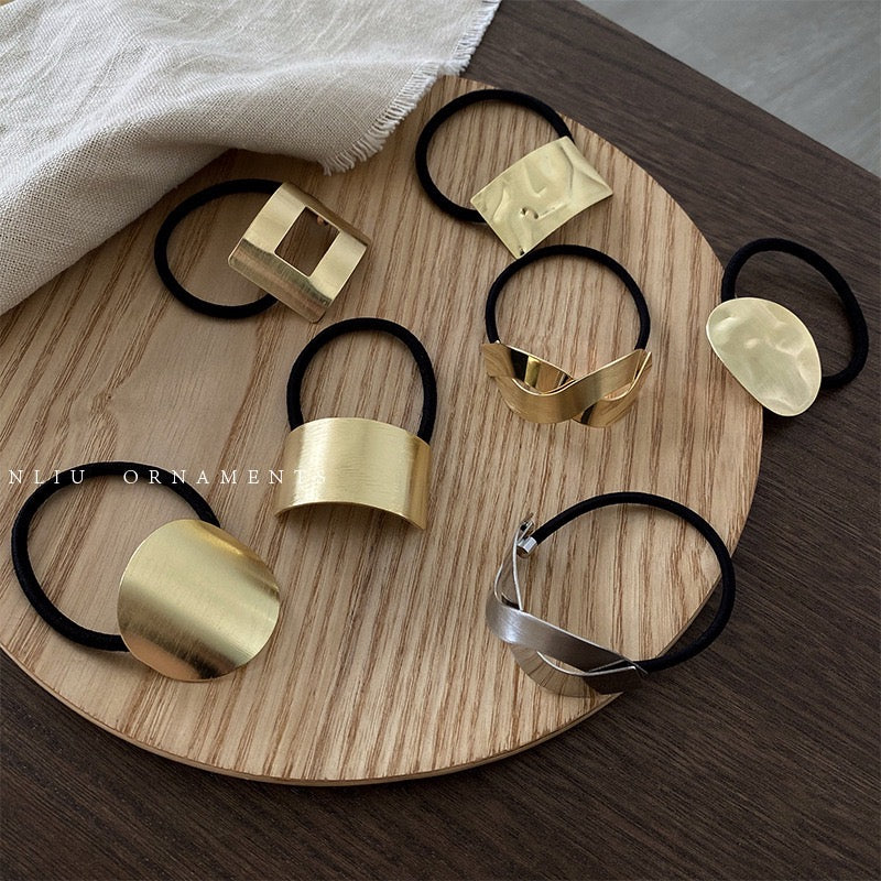 Brushed Metal Hair Tie - Minimalist Elastic (7 Styles)