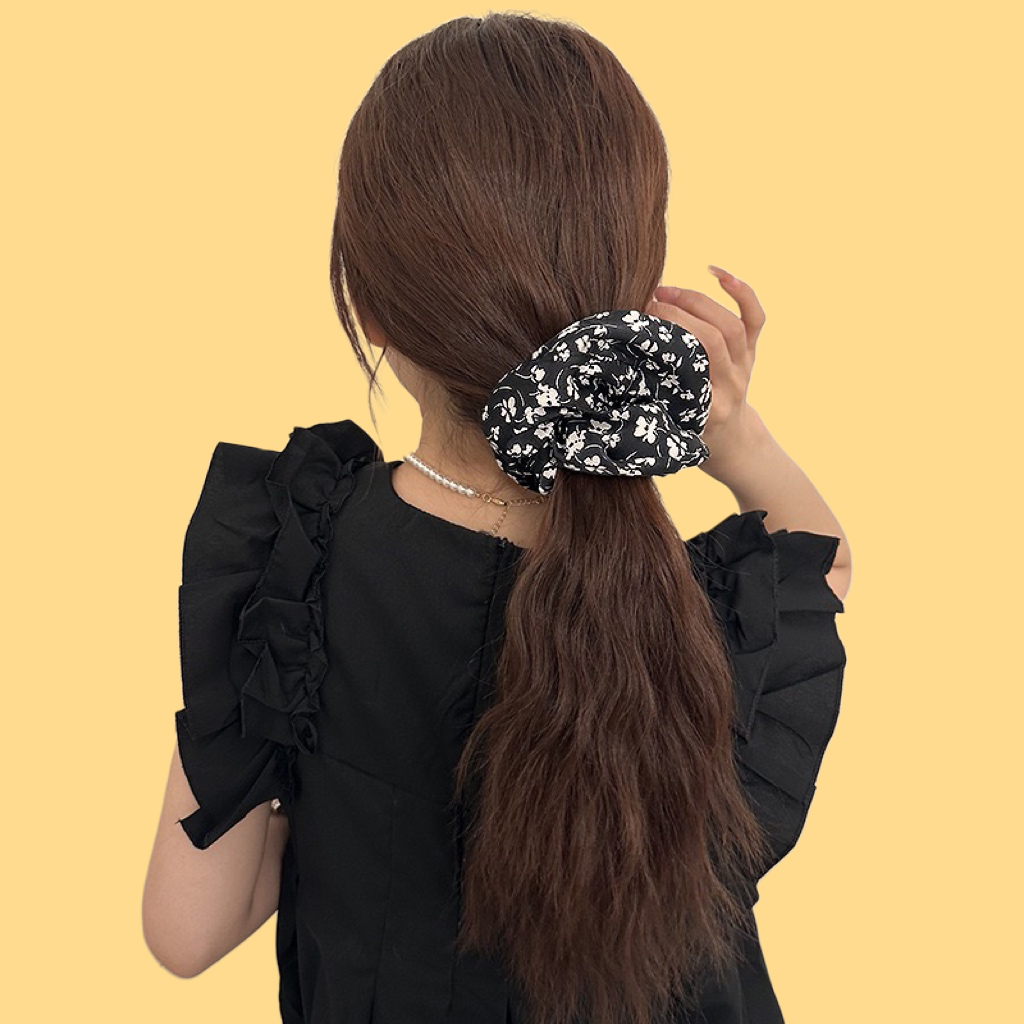Floral Print Scrunchie - Elegant & Versatile Hair Tie