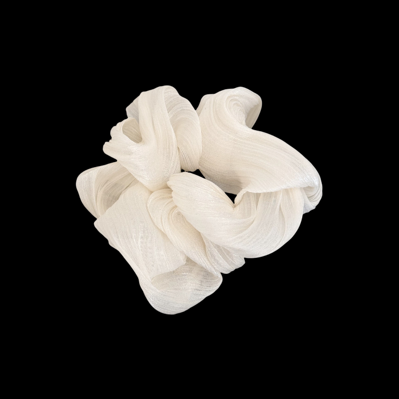 French Pearl Satin Scrunchie - Elegant & Shimmery