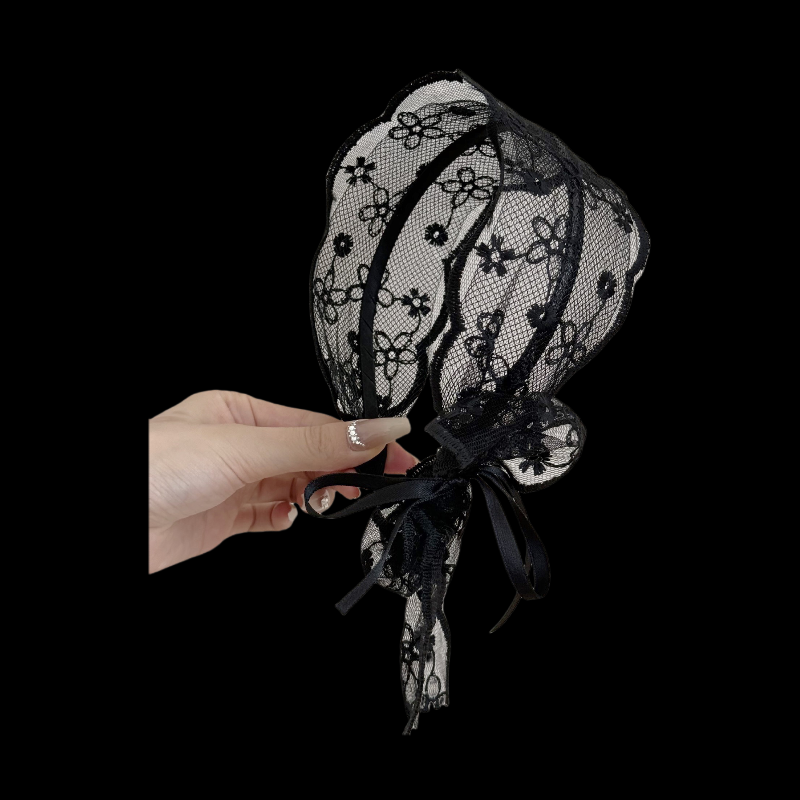 Ballet Lace Hairband - Floral Embroidery Wide Band (Elegant Bow Design)