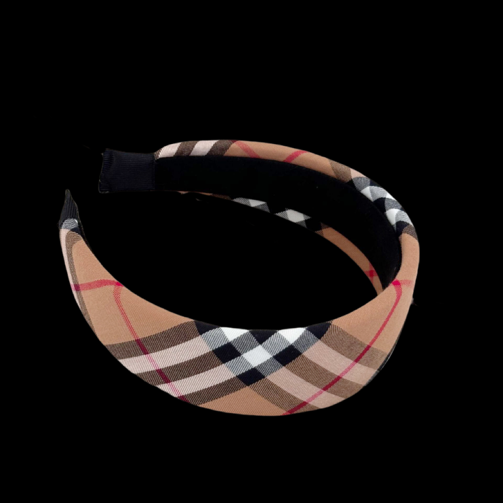 Classic Plush Checkered Headband - French Elegance