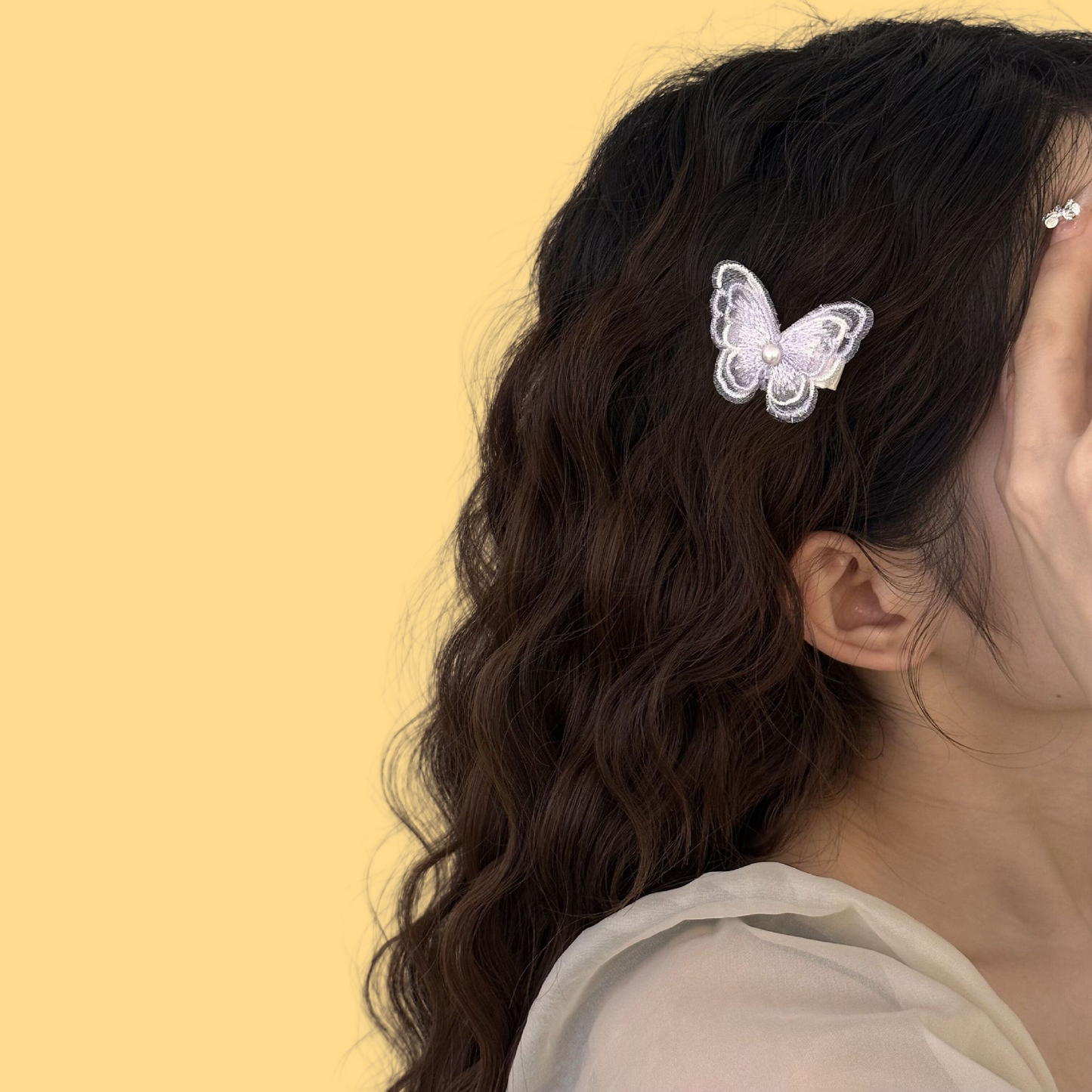 Spring Lace Butterfly Hair Clip - Duckbill Clip (Pink/Purple)