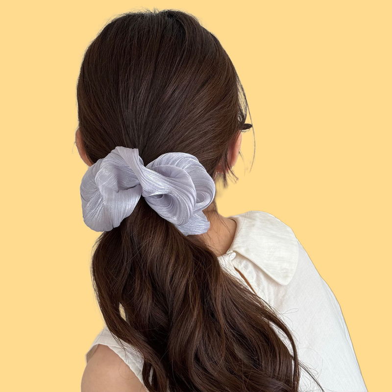 French Pearl Satin Scrunchie - Elegant & Shimmery