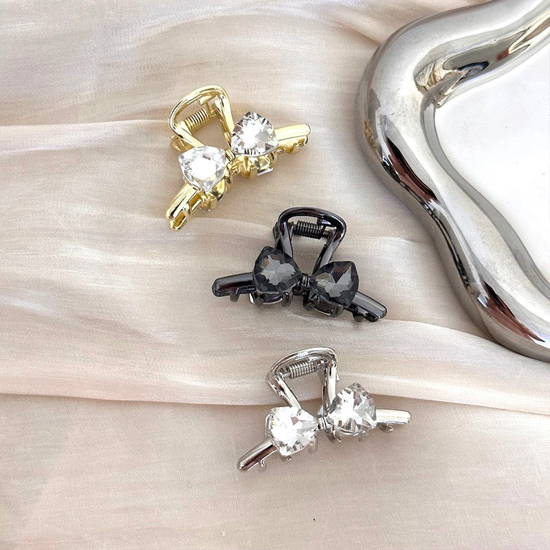 Crystal Bow Hair Clip - Petite Side Clip (3 Finishes)