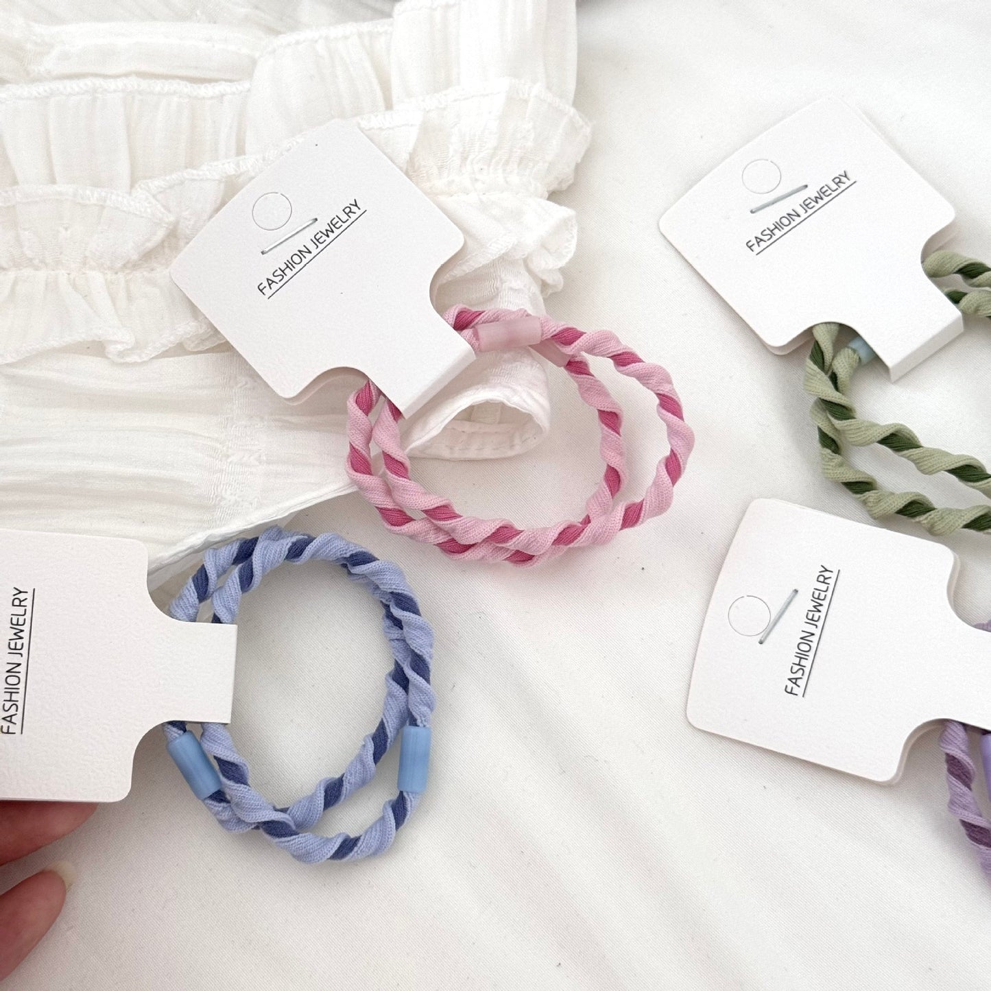Braided Candy Hair Ties - High-Stretch Duo Pack (5 Playful Colors)