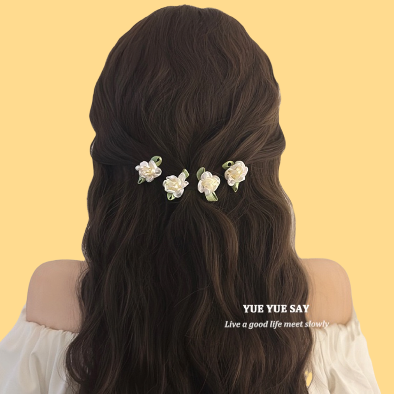 White Jasmine Flower Hair Clip - Small Side Clip