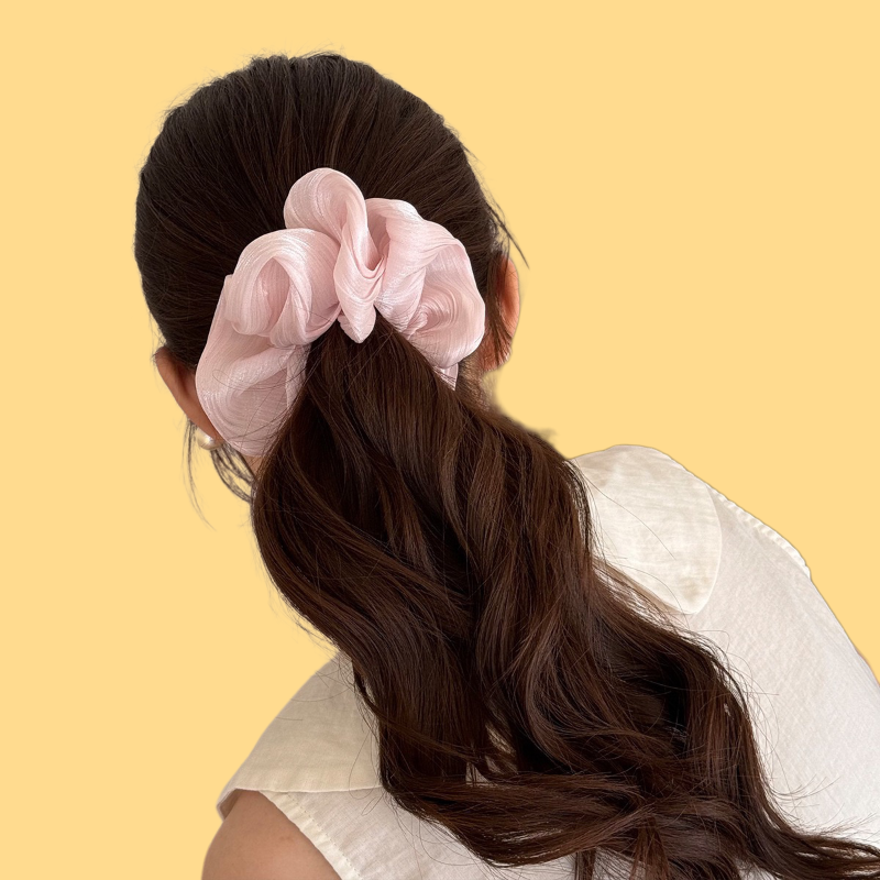 French Pearl Satin Scrunchie - Elegant & Shimmery