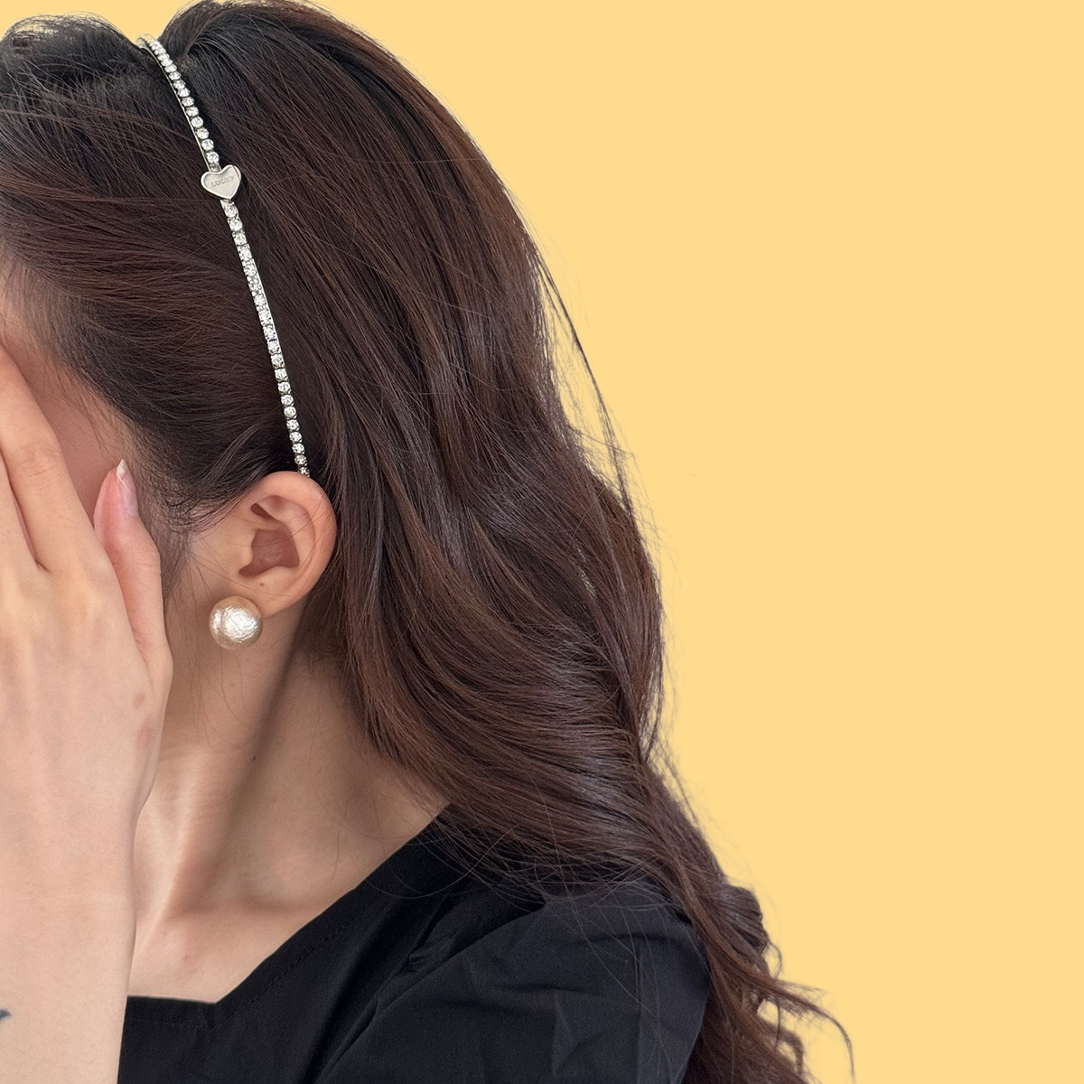 Crystal Heart Headband - Glam Hair Jewelry (Gold/Silver Sparkle)