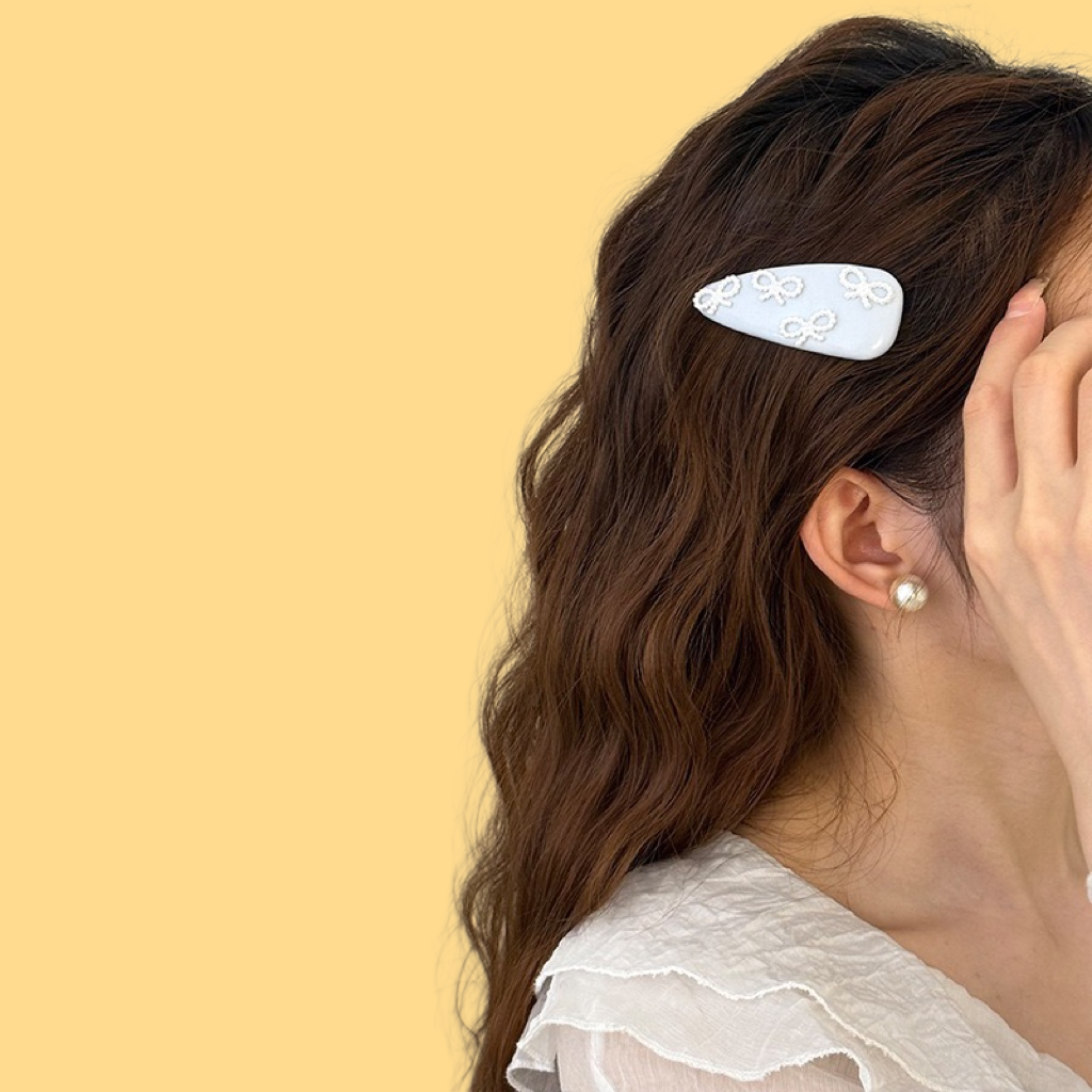 Leather Pearl Hair Clip - Hipster Bow Clip (5 Colors)