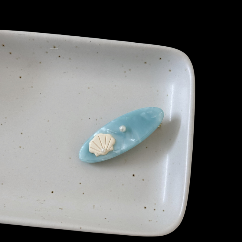 Ocean Breeze Hair Clips - Pearl & Shell Side Clips (Dopamine Beach Collection)