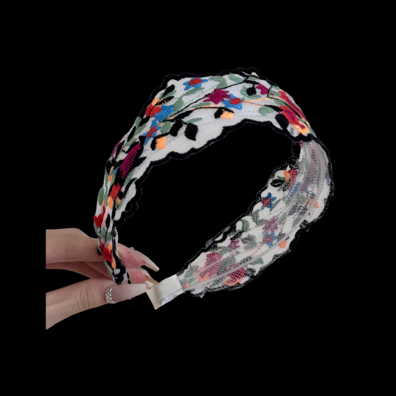 Vintage Embroidered Floral Hairband - Ethnic Wide Headband