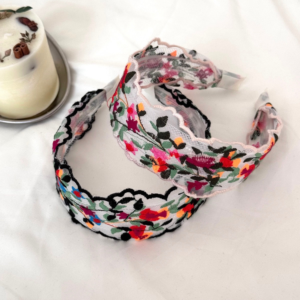 Vintage Embroidered Floral Hairband - Ethnic Wide Headband