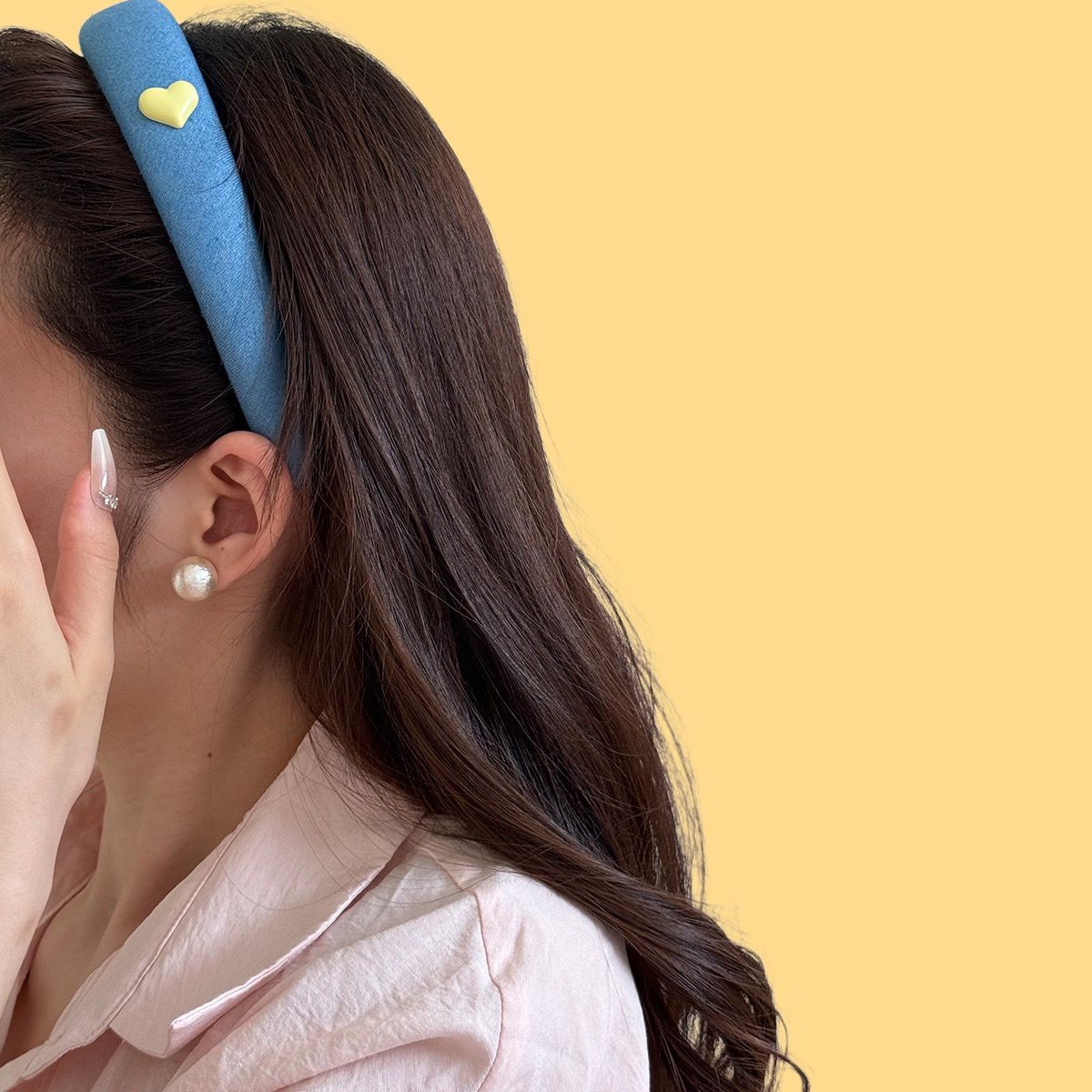 Denim & Hearts Headband - Retro Blue Hair Accessory (Sweet & Edgy Styles)