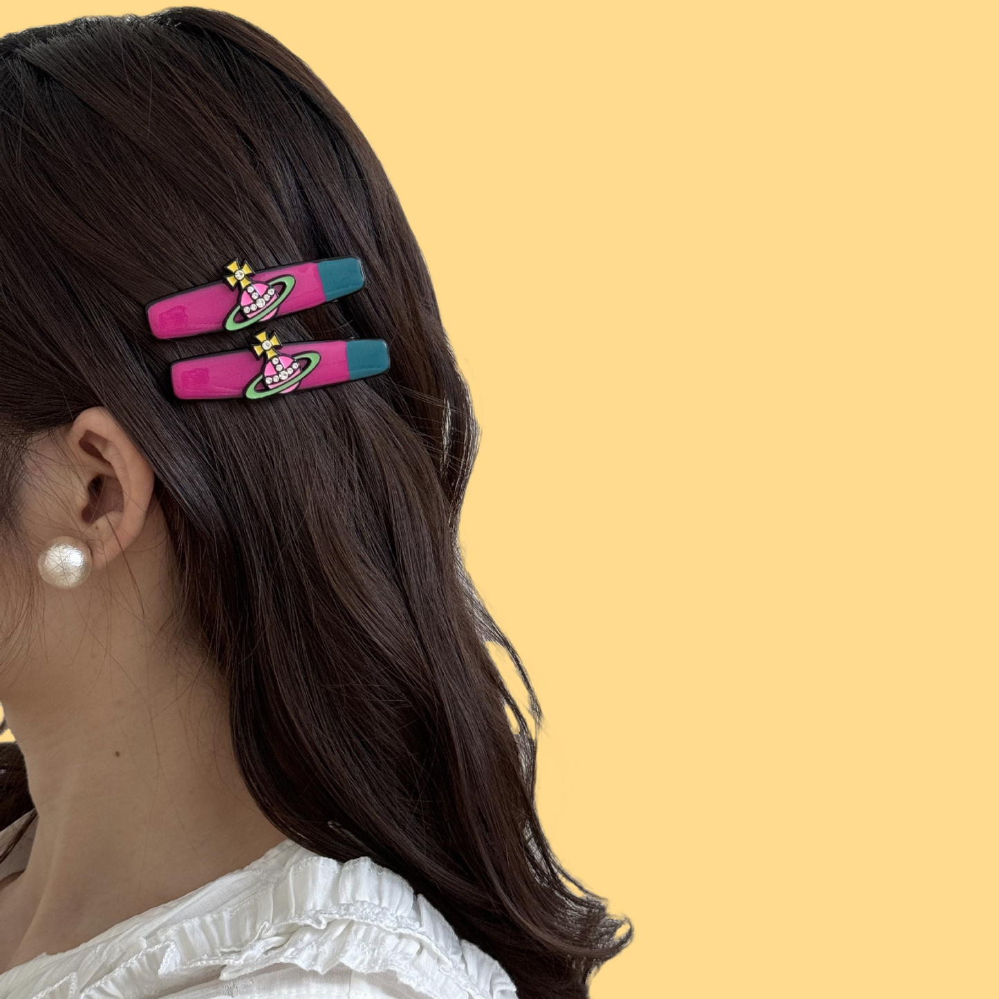 Glossy Saturn Hair Clip