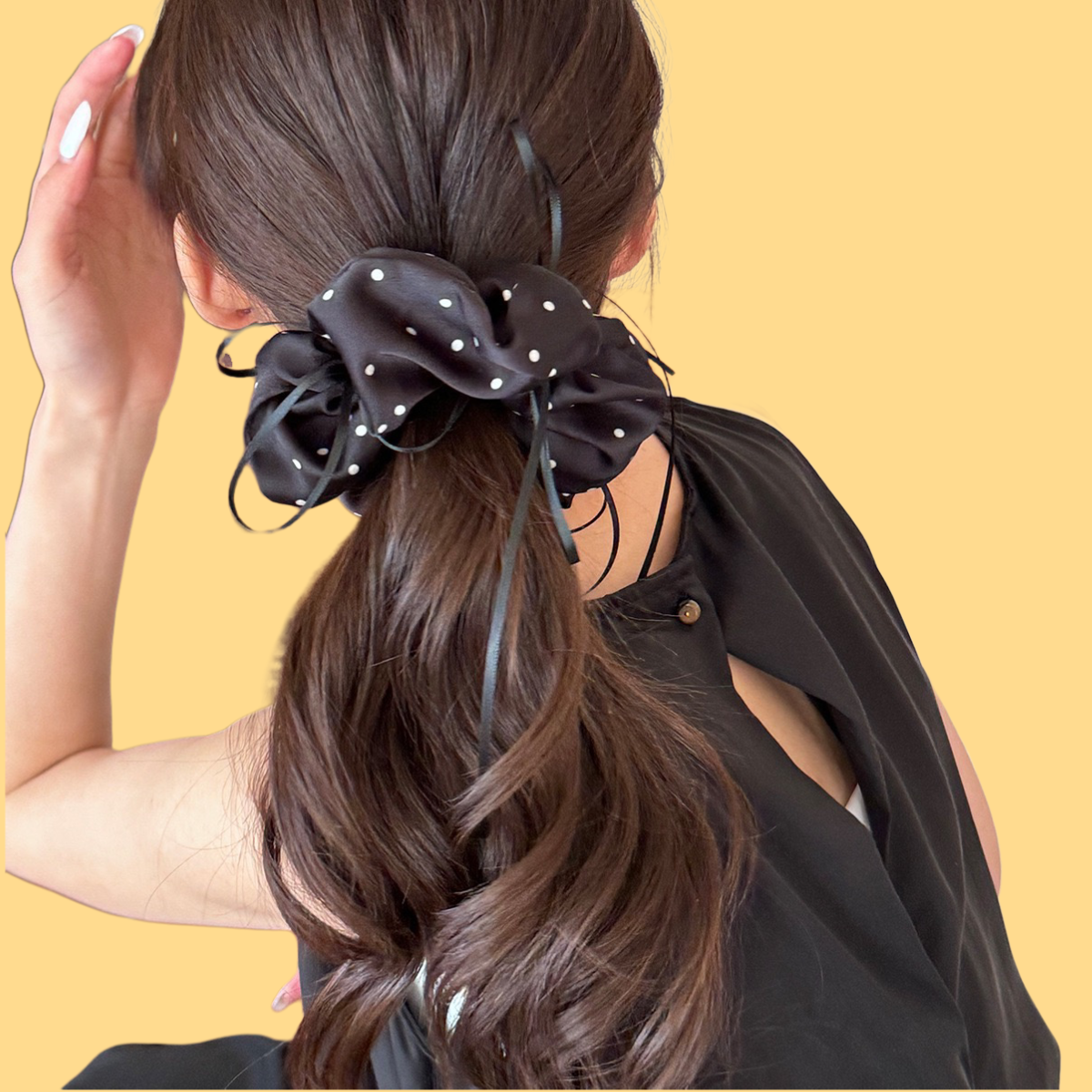 Polka Dot Satin Scrunchie - Ballet-Inspired Elegance
