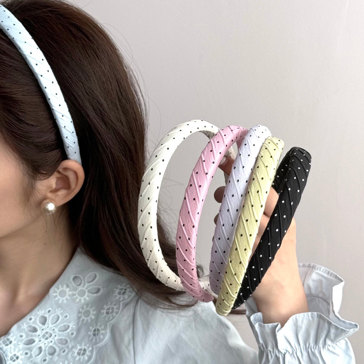 Bohemian Dot Headband - Crinkle Gauze Hairband (6 Colors)
