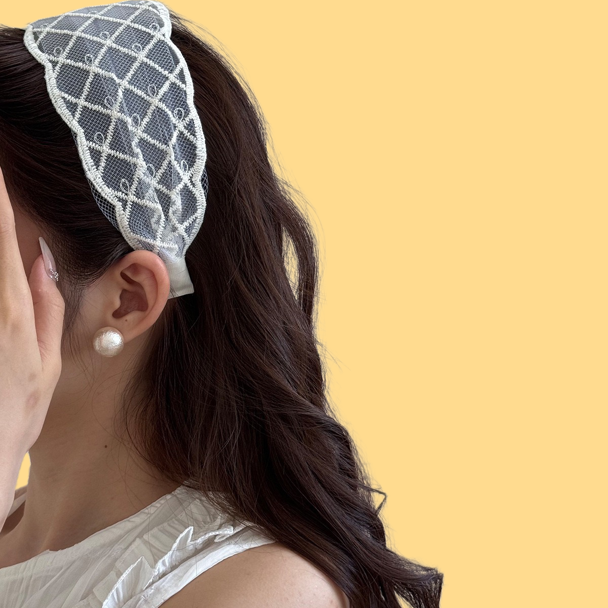 French Ballet Lace Headband - Elegant Wide-Tooth Design