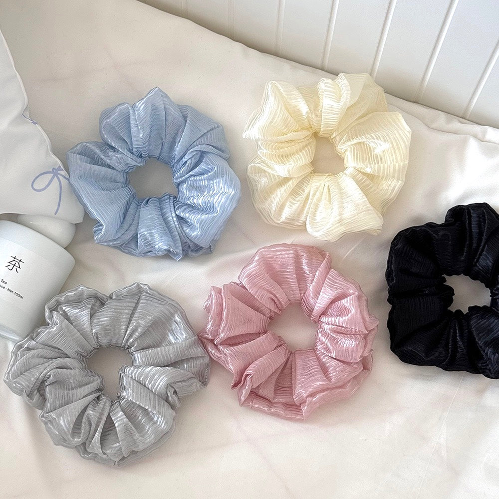 Crushed Chiffon Scrunchie - Luminous Textured Hair Tie (5 Colours)