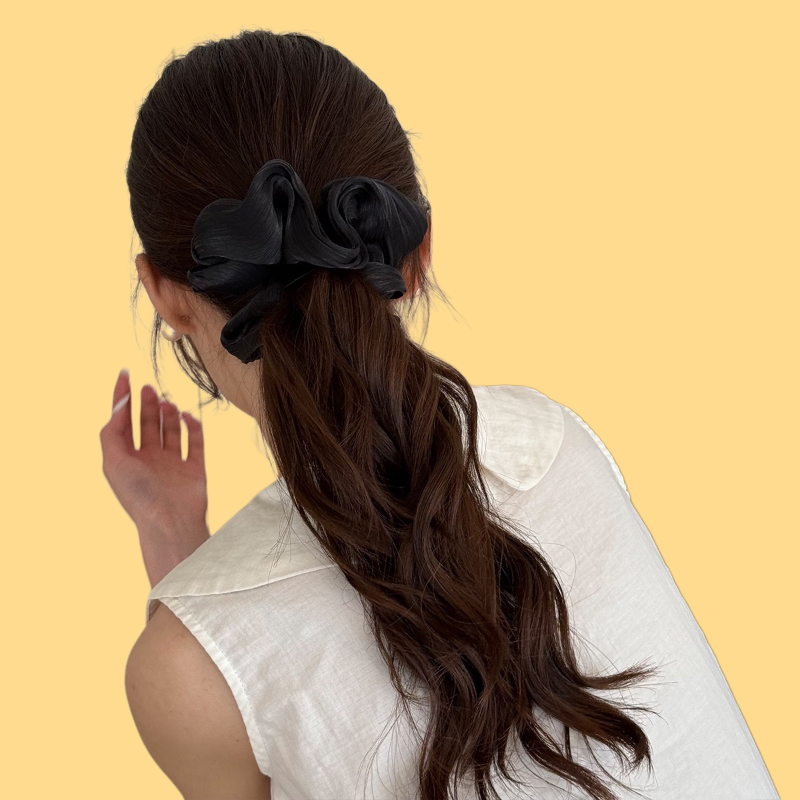 French Pearl Satin Scrunchie - Elegant & Shimmery