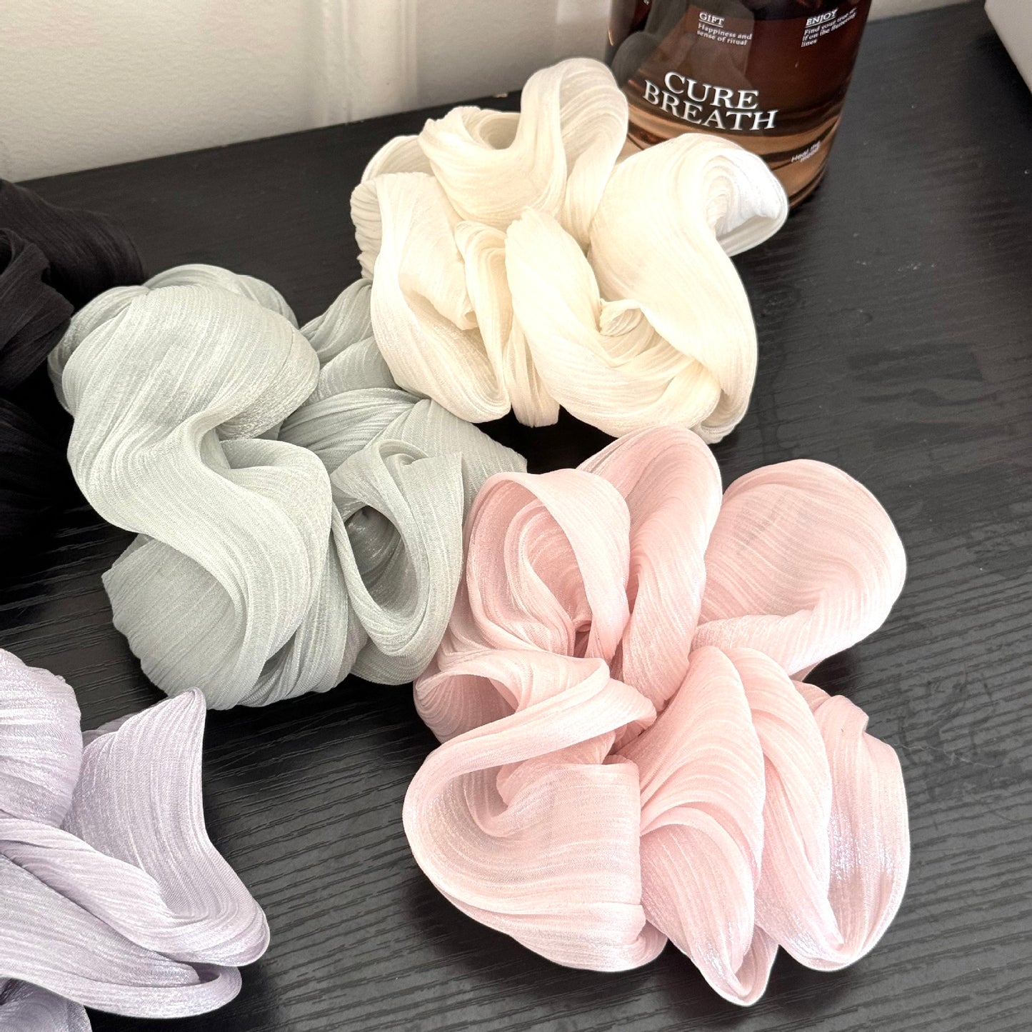 French Pearl Satin Scrunchie - Elegant & Shimmery