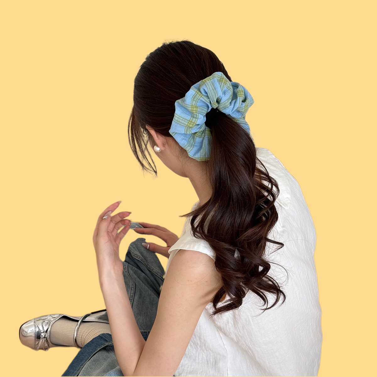 Plaid Patchwork Scrunchie - Europe Elegance Hair Tie