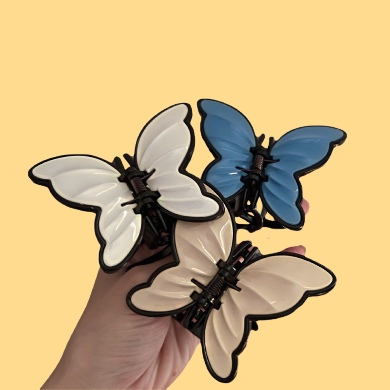 French Acrylic Butterfly Claw Clip - Vintage Hair Clasp