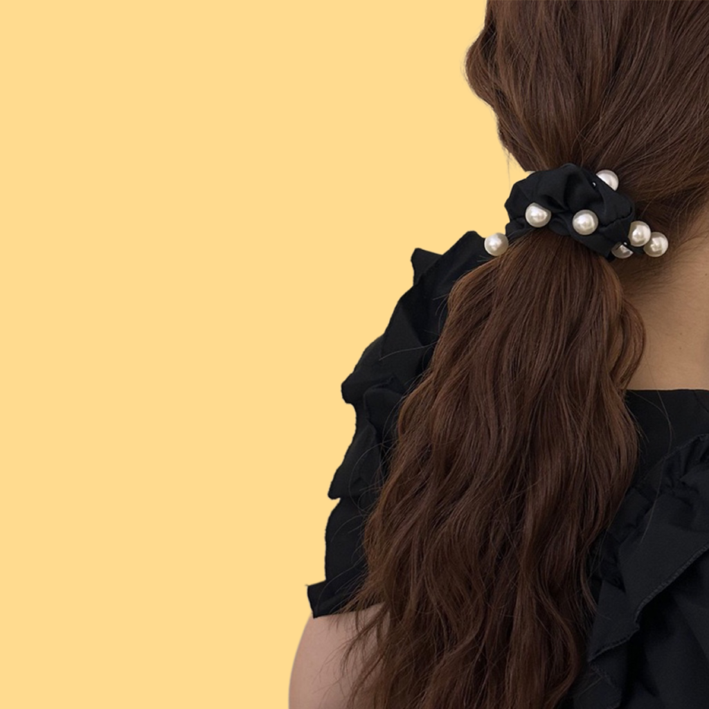 Pearl Bow Hair Tie - Black Velvet Scrunchie (2 Styles)