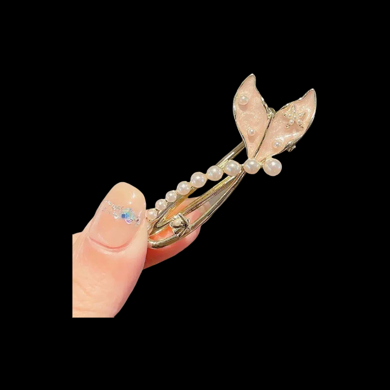 Mermaid Tail Hair Clip - Ethereal Pearl & Resin Design (Trendy Side Hair Accessory)