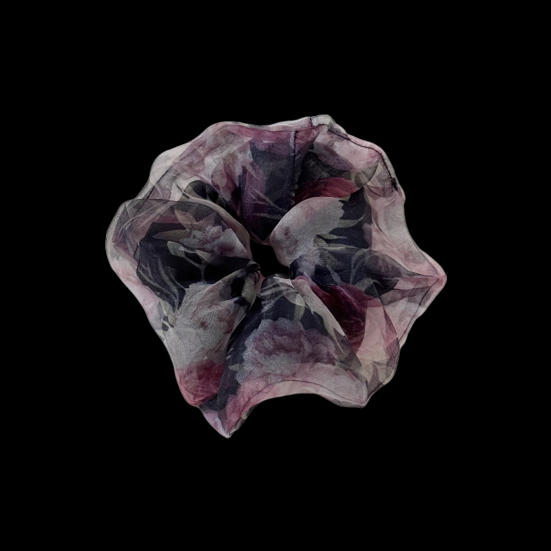 French Rose Tulle Scrunchie - Double-Layer Floral Hair Tie (Vintage Romance Edition)