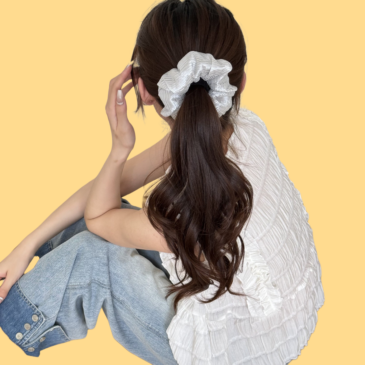 Crushed Chiffon Scrunchie - Luminous Textured Hair Tie (5 Colours)