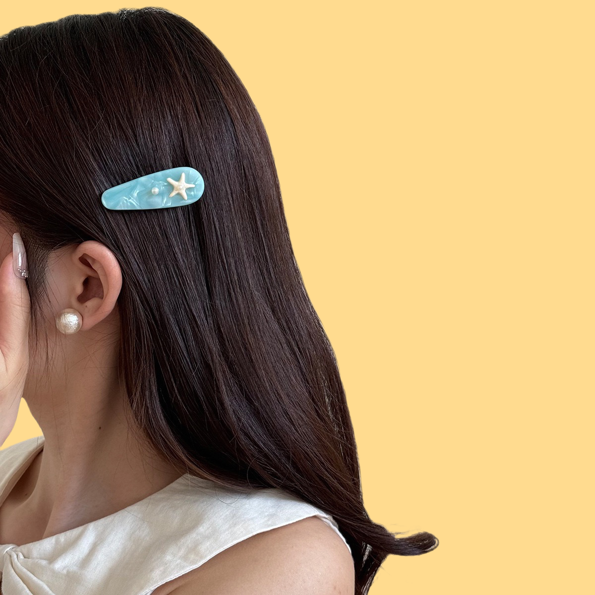 Ocean Breeze Hair Clips - Pearl & Shell Side Clips (Dopamine Beach Collection)