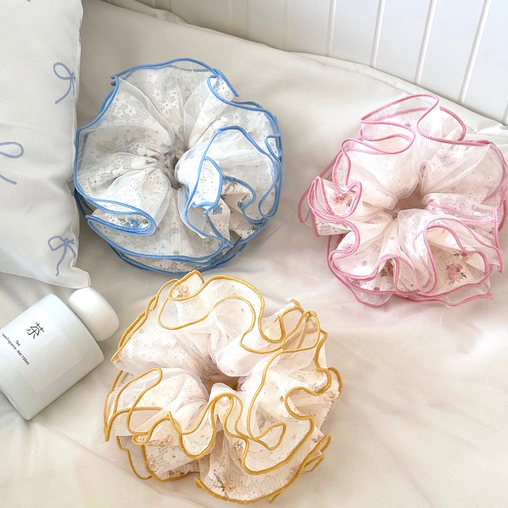 French Floral Scrunchie - Jacquard Luxe Hair Tie