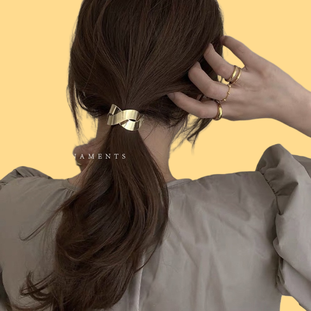 Brushed Metal Hair Tie - Minimalist Elastic (7 Styles)