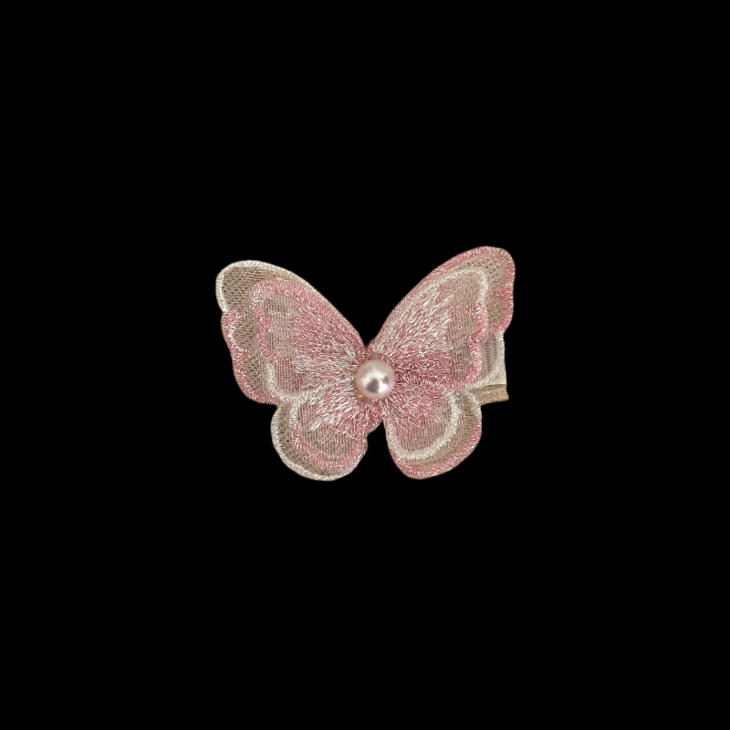 Spring Lace Butterfly Hair Clip - Duckbill Clip (Pink/Purple)