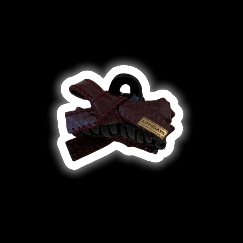 Leather Bow Clip - Gold Logo Hair Claw (3 Colors)