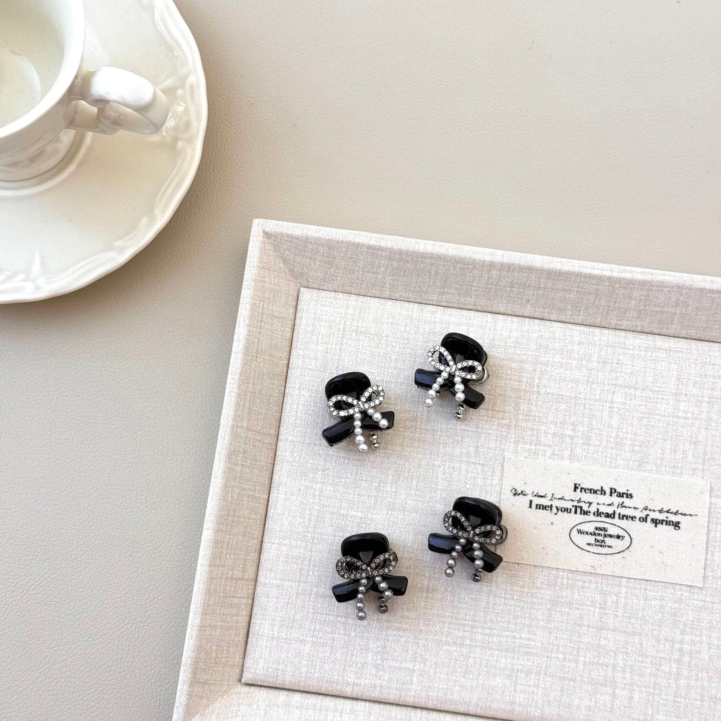 Crystal Hair Clip - Mini Bow Barrettes (2 Colors)
