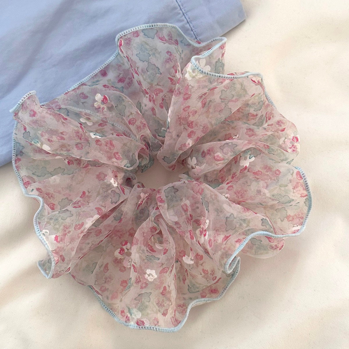 Bubble Gauze Hair Tie - Floral Print Scrunchie