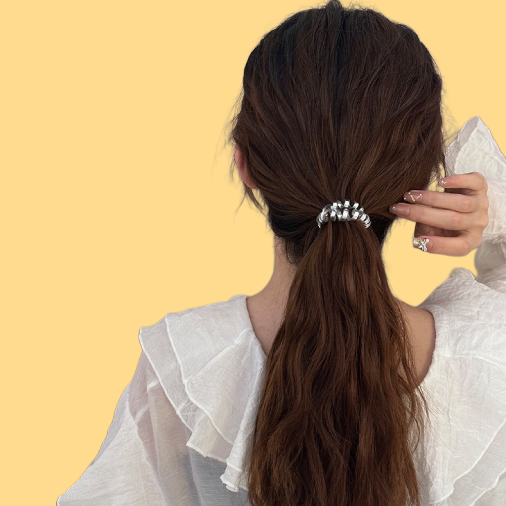 Silver Coil Hair Tie - Hypnotic Wire Loops (3 Sizes)
