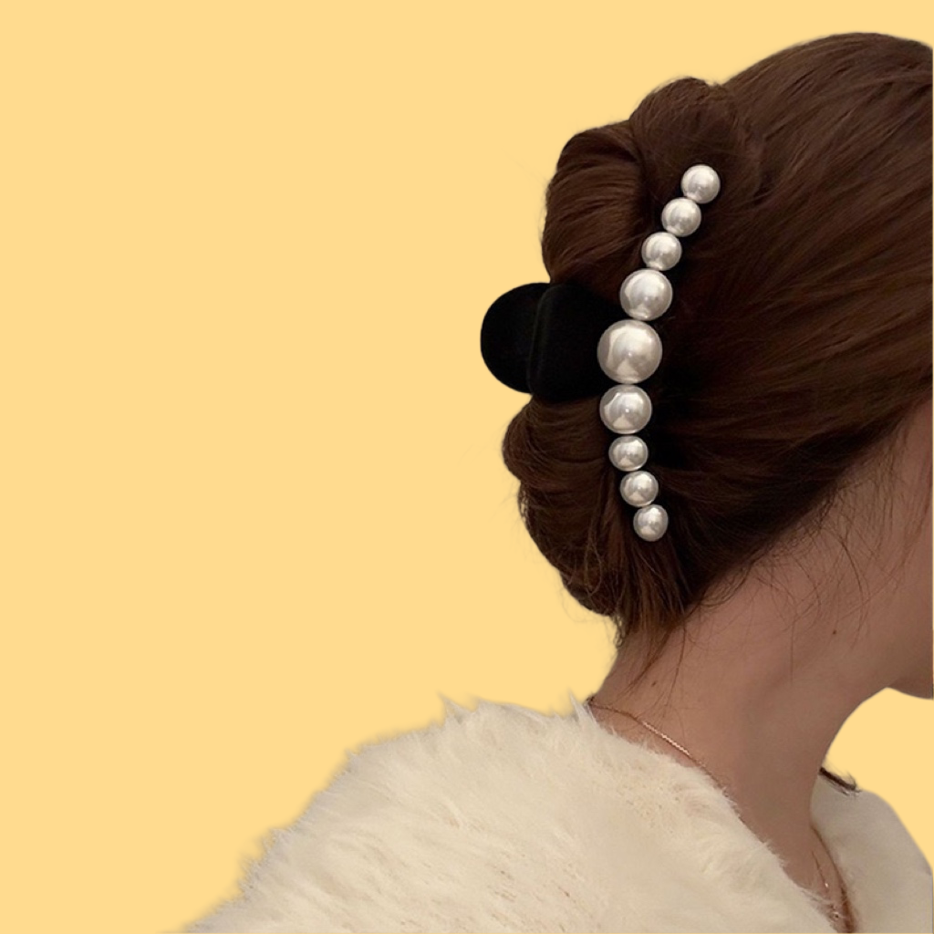 Velvet Heart Hair Claw - Pearl Accent Clip