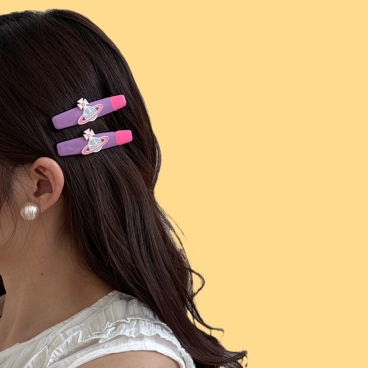 Glossy Saturn Hair Clip