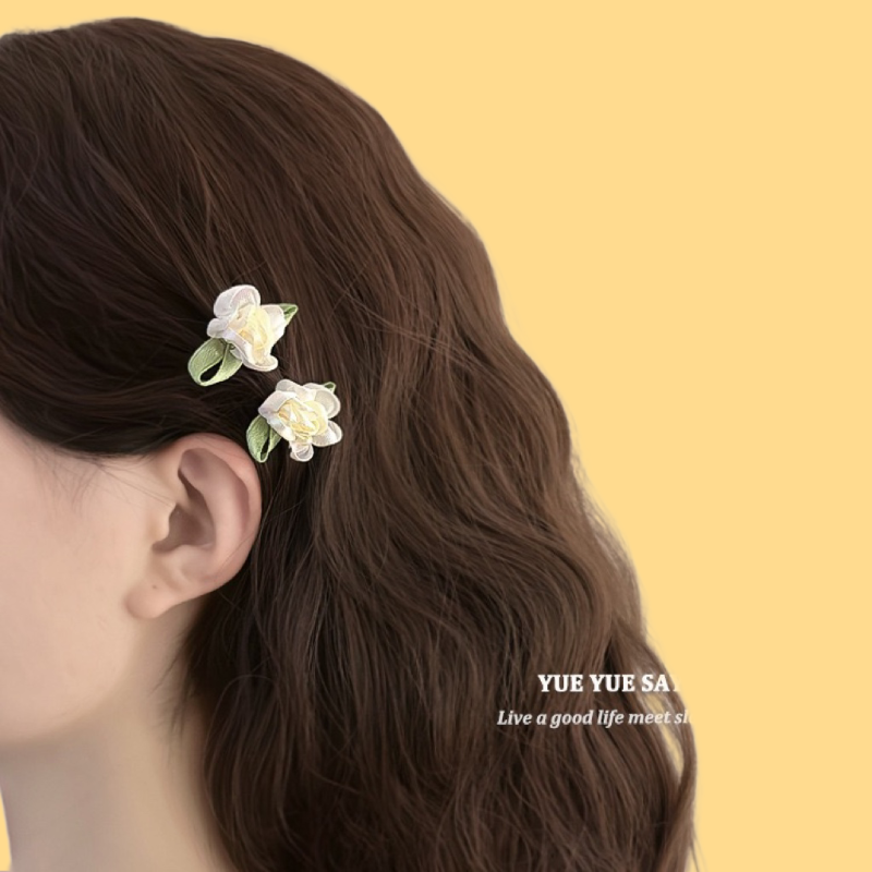 White Jasmine Flower Hair Clip - Small Side Clip