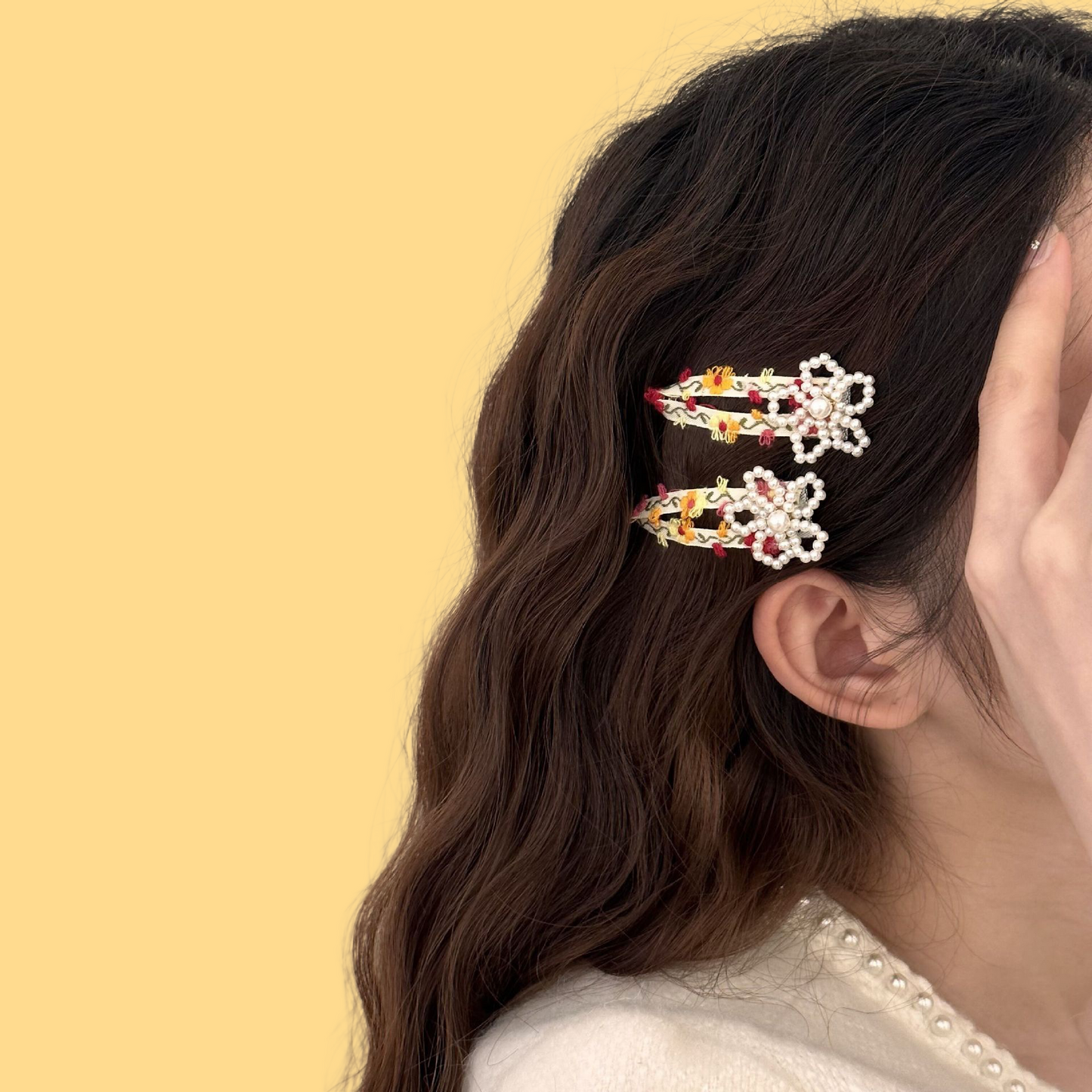 Spring Floral Pearl Hair Clips - 5 Color Option (1 Pair)