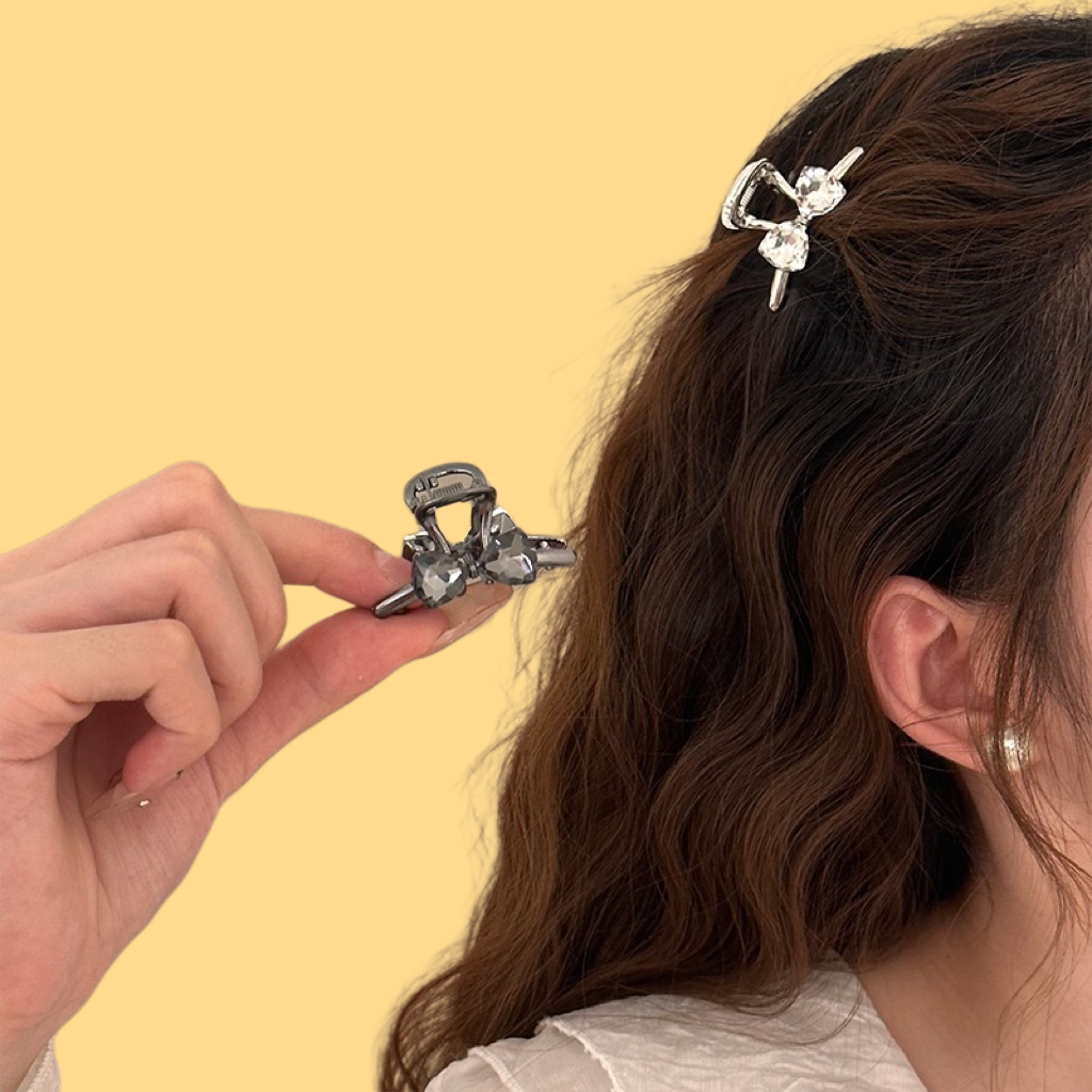 Crystal Bow Hair Clip - Petite Side Clip (3 Finishes)