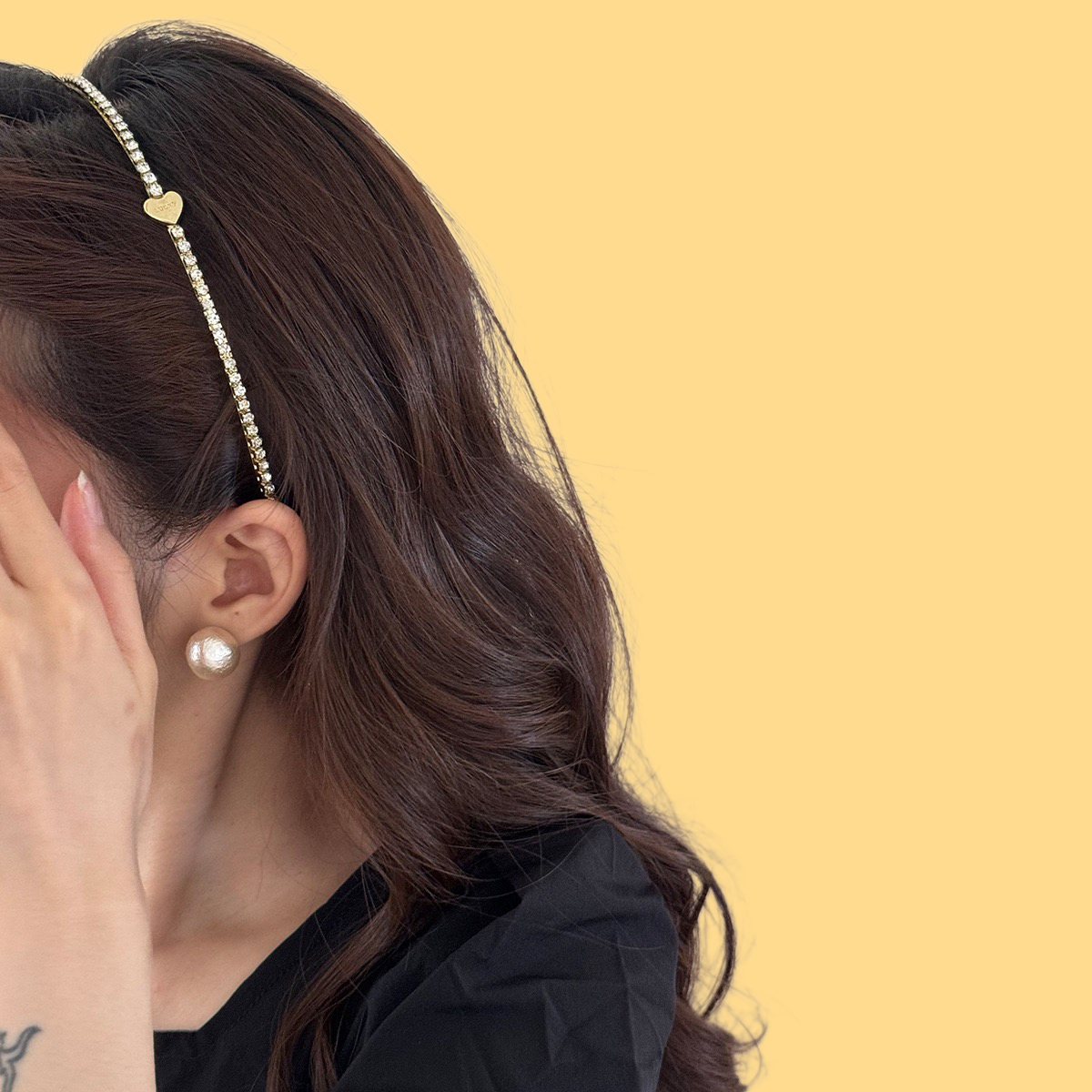 Crystal Heart Headband - Glam Hair Jewelry (Gold/Silver Sparkle)