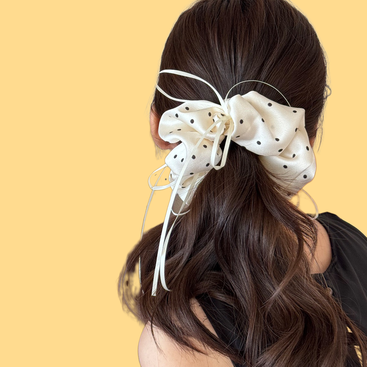 Polka Dot Satin Scrunchie - Ballet-Inspired Elegance