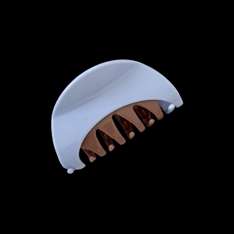 Duo-Tone Half Moon Claw Clip - Europe Minimalist Hair Grabber (Teeth Color Options)