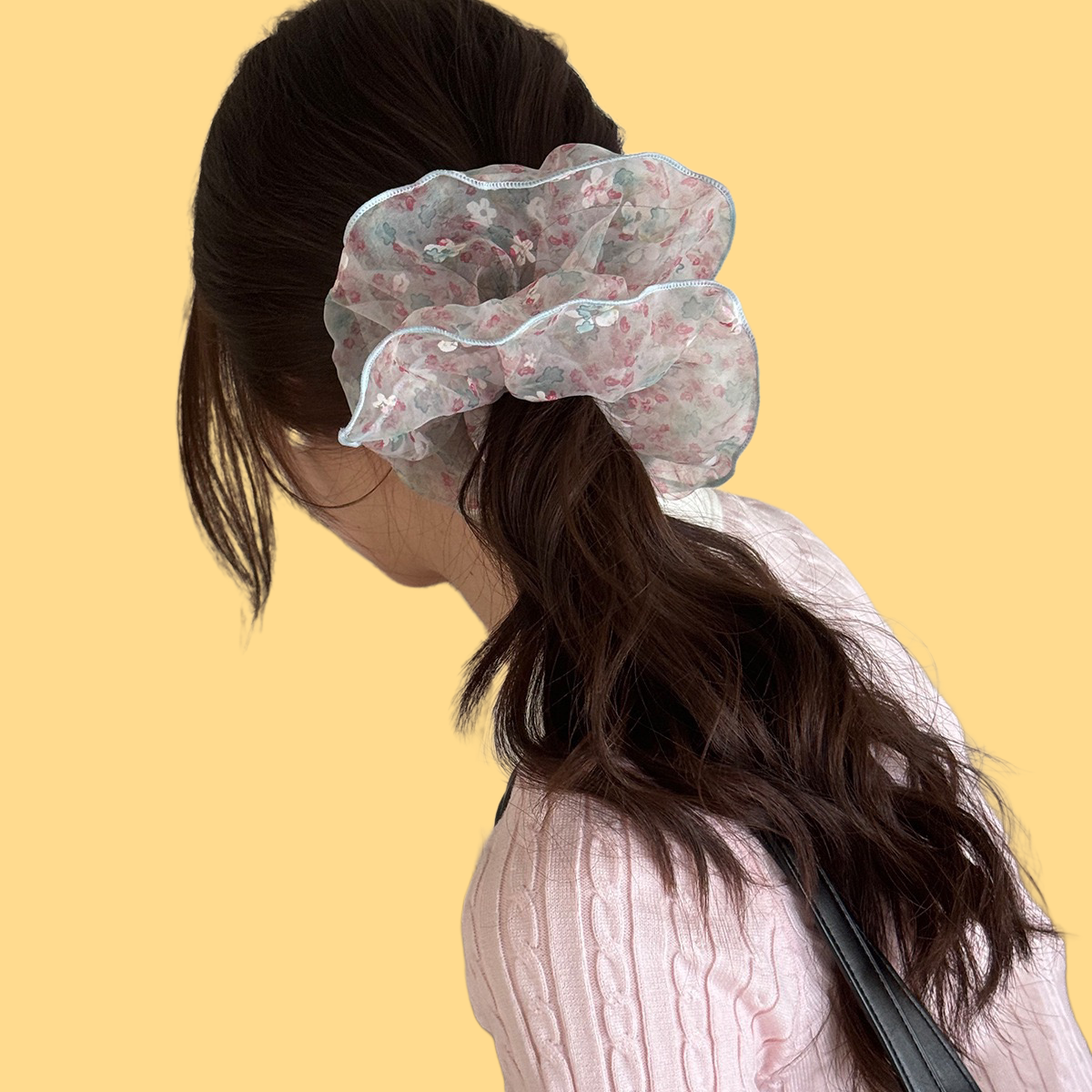 Bubble Gauze Hair Tie - Floral Print Scrunchie
