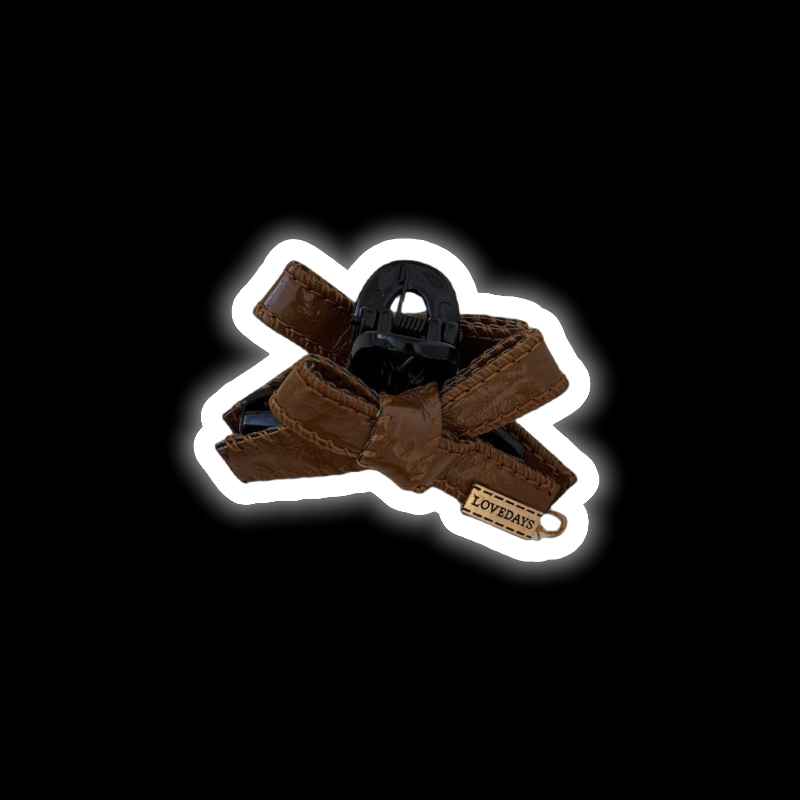 Leather Bow Clip - Gold Logo Hair Claw (3 Colors)