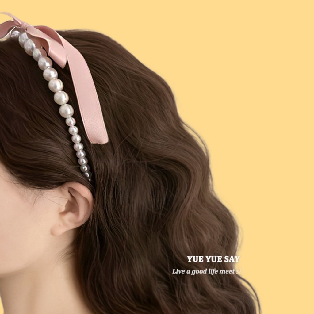 Coquette Pearl Headband - French Vintage Bow & Ribbon Design